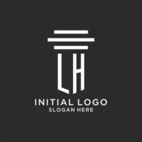 lh iniciales con sencillo pilar logo diseño, creativo legal firma logo vector