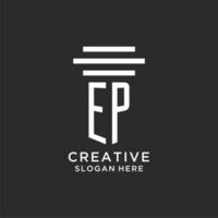 EP initials with simple pillar logo design, creative legal firm logo vector