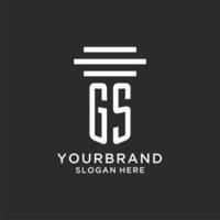 GS initials with simple pillar logo design, creative legal firm logo vector