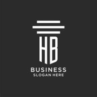 HB initials with simple pillar logo design, creative legal firm logo vector