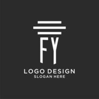 FY initials with simple pillar logo design, creative legal firm logo vector