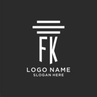 FK initials with simple pillar logo design, creative legal firm logo vector