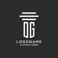 dg iniciales con sencillo pilar logo diseño, creativo legal firma logo vector
