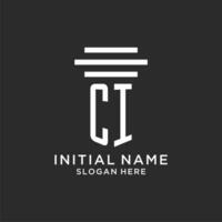 CI initials with simple pillar logo design, creative legal firm logo vector