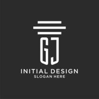 gj iniciales con sencillo pilar logo diseño, creativo legal firma logo vector