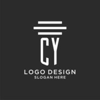 CY initials with simple pillar logo design, creative legal firm logo vector