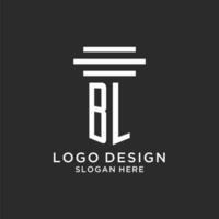 BL initials with simple pillar logo design, creative legal firm logo vector