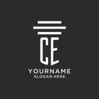 CE initials with simple pillar logo design, creative legal firm logo vector