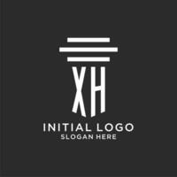 XH initials with simple pillar logo design, creative legal firm logo vector