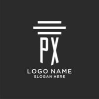 PX initials with simple pillar logo design, creative legal firm logo vector