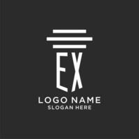 EX initials with simple pillar logo design, creative legal firm logo vector