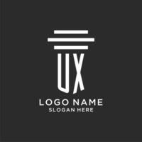 UX initials with simple pillar logo design, creative legal firm logo vector