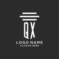QX initials with simple pillar logo design, creative legal firm logo vector