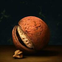 Whole and half nutmeg  isolated photo