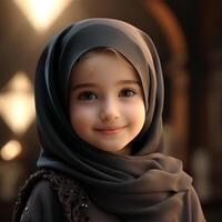 Beautiful happy muslim kids smiling photo