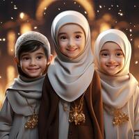 Beautiful happy muslim kids smiling photo