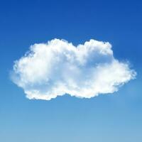 Two white clouds isolated over blue background photo