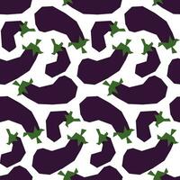 Seamless pattern of purple eggplant with a broken shape. Vector design. Printing on textiles and paper, autumn harvest theme, proper nutrition, healthy vegetables. Cover for eggplant products