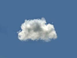 Single white cloud over blue sky background. Fluffy cumulus cloud shape photo