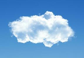 Single cloud in the deep blue sky background. White fluffy cloud photo, beautiful cloud shape. Climate concept photo