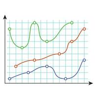 Curve color chart. Financial data chart isolated on white. Vector illustration