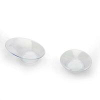 Two transparent plastic cups isolated over white background photo