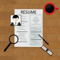 Create resume concept. Write resume application document, vector illustration