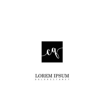 CQ Initial Handwriting In Square Frame Template Design vector