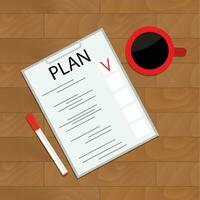 Scheduling tasks top view. Organize checklist project, vector work analysis, illustration of business view top