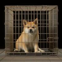 Cute little baby animals in a cage. Cruelty concept. AI generative photo