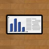 Statistical infochart on tablet. Info data on digital device, vector illustration