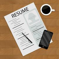 Hired and employment view, unemployment wood table, vector illustration