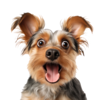 Surprised Yorkshire Terrier dog with Huge Eyes. png