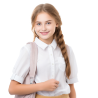 Schoolgirl with backpack isolated. png