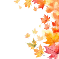 Autumn background with watercolor maple leaves png