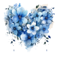 Watercolor Flowers in Shape of Heart isolated png