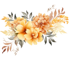 Watercolor Background With Flowers isolated. png