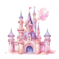 Watercolor princess castle isolated png