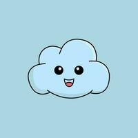 Cartoon cloud vector seamless pattern on a blue background