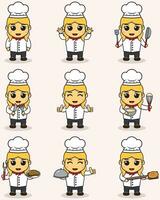 Cute Girl with wearing chef hat and uniform. Girl in chef costume vector. Kid professions set. Cute children with professional occupations vector illustration. Flat vector illustration