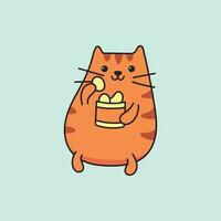 Vector a sticker template of cat cartoon character