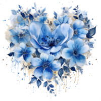 Watercolor Flowers in Shape of Heart isolated png