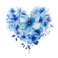 Watercolor Flowers in Shape of Heart isolated png