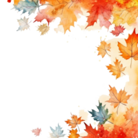 Autumn background with watercolor maple leaves png