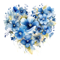 Watercolor Flowers in Shape of Heart isolated png