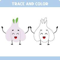 Trace and color garlic vector