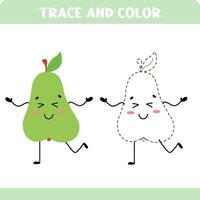 Trace and color pear vector