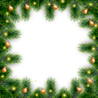 Weihnachten Rand Dekoration mit Kiefer Geäst Weihnachten Ball Geschenk Balance und Schneeflex png