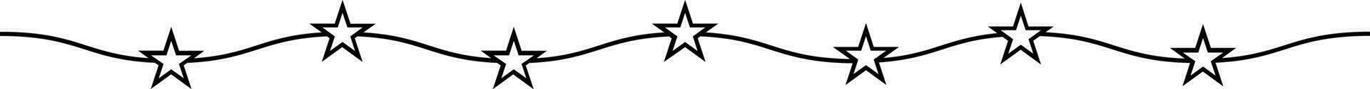 Decorative Illustrated Single Lines with Stars Element. Stars line divider or separator icon element. vector