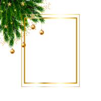 christmas frame decoration with christmas ball,pine branch and snow flex png